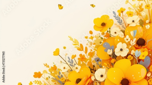 abstract minimalist spring background with flowers large copyspace area