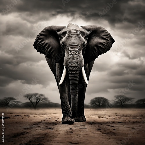 realistic black and white photos of an elephant