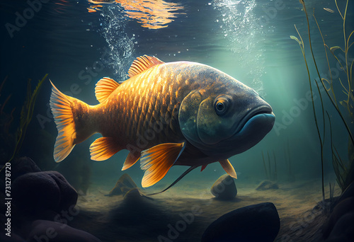 carp under water image, fish photography, under water photography, photo