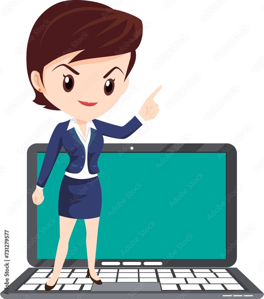 businesswoman presenting with IT equipment businesswoman presenting with IT equipment