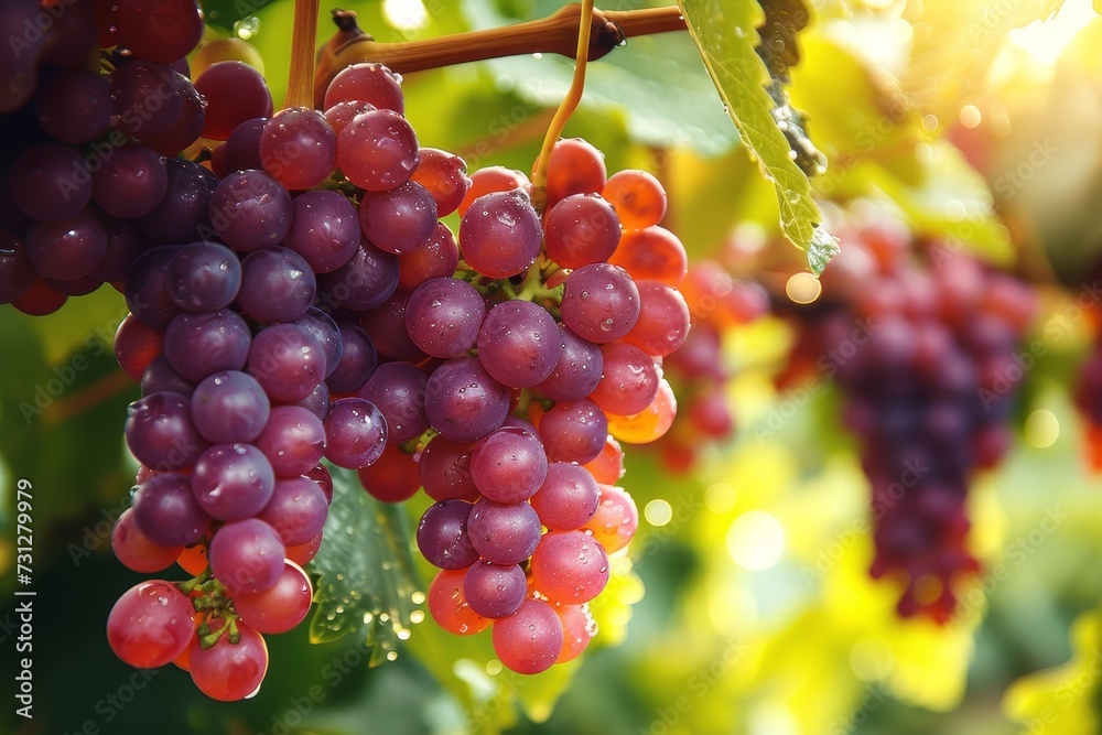 An abundance of juicy, seedless grapes hangs from a lush vine, promising a flavorful autumn harvest and the perfect addition to any healthy diet