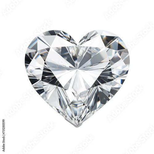 Heart shaped diamond isolated on transparent and white background. Symbol of love. Ideal for use in advertising. Generative ai
