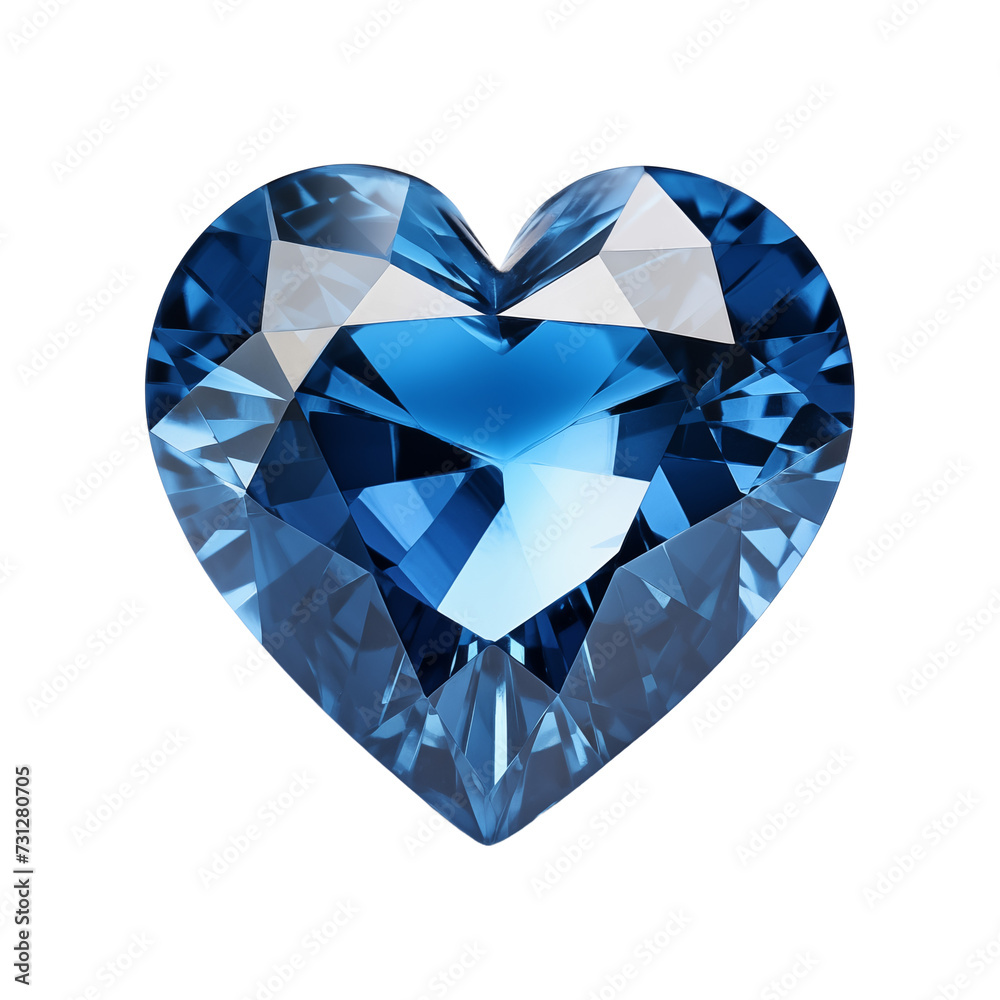 Heart-Shaped Sapphire isolated on transparent and white background. Symbol of love. Ideal for use in advertising. Generative ai