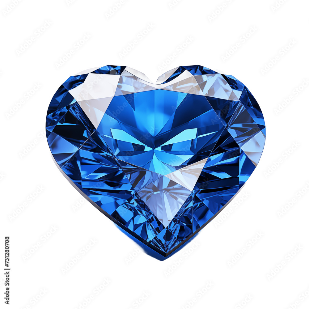 Heart-Shaped Sapphire isolated on transparent and white background. Symbol of love. Ideal for use in advertising. Generative ai Heart-Shaped Sapphire isolated on transparent and white background. Symbol of love. Ideal for use in advertising. Generative ai