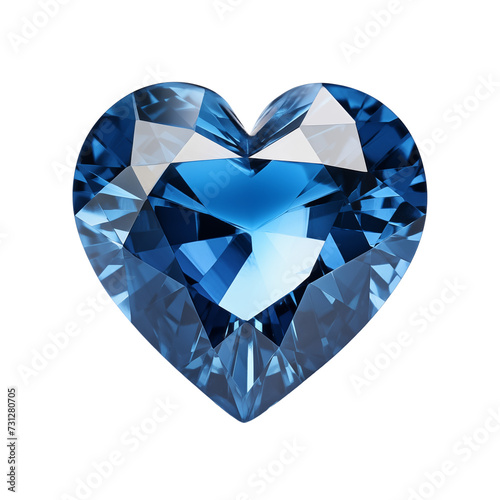 Heart-Shaped Sapphire isolated on transparent and white background. Symbol of love. Ideal for use in advertising. Generative ai