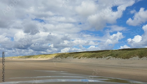 Beach landscape with sand dune in Netherlands