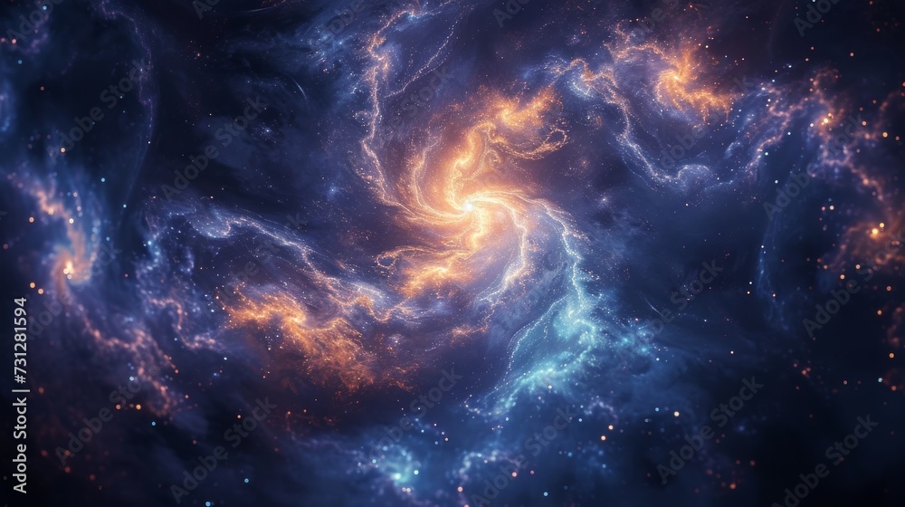Abstract patterns inspired by celestial bodies swirl in cosmic harmony against deep space Abstract patterns inspired by celestial bodies swirl in cosmic harmony against deep space
