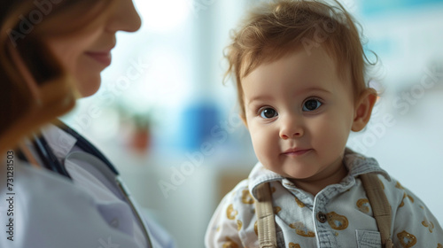 doctor examining little child at hospital clinic