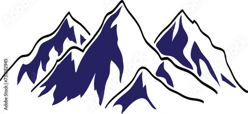 Mountains sketch. Hand drawn vector illustration. Line art