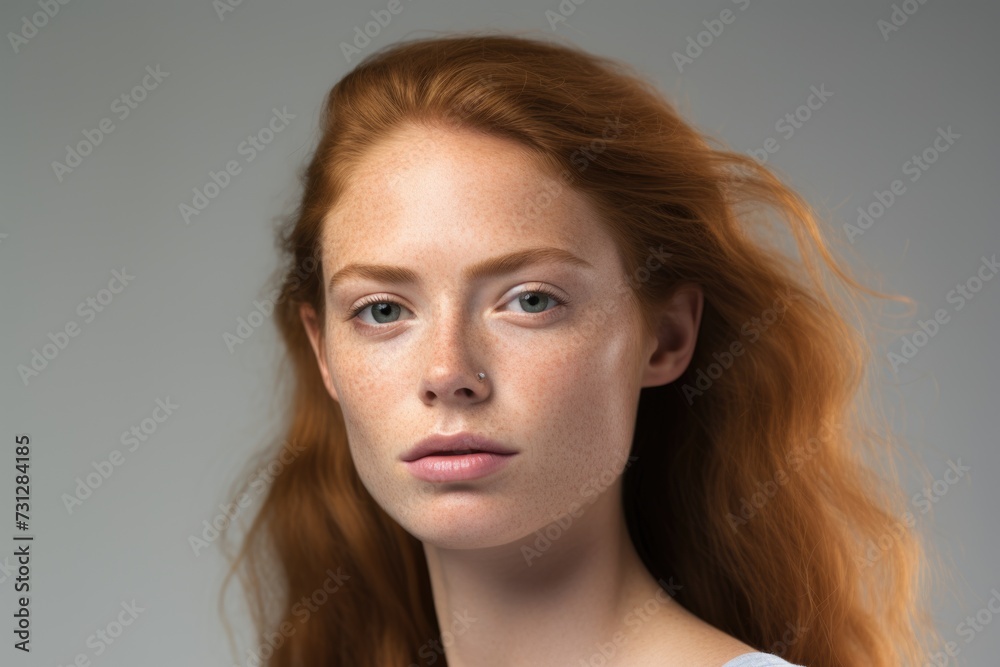 Studio beauty portrait of a young woman with no makeup Studio beauty portrait of a young woman with no makeup