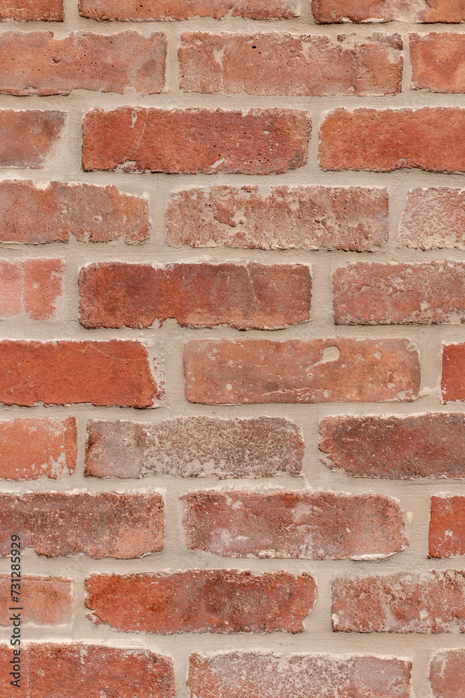 Obraz premium Red old brick wall of a building, texture background