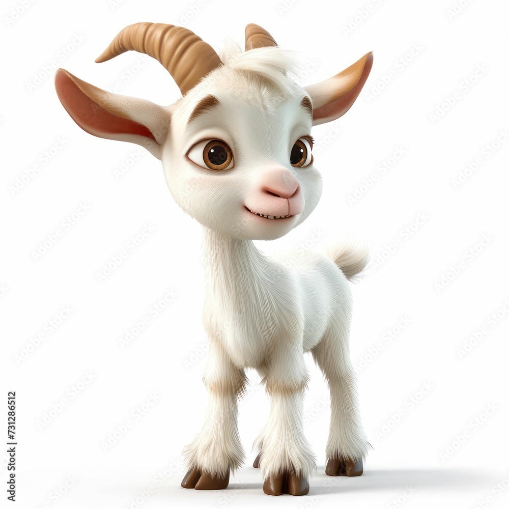 cute funny goat on white background cute funny goat on white background