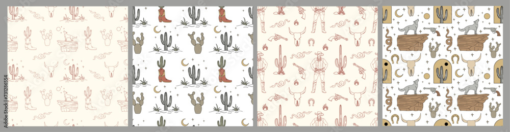 Wild west set of seamless textures for clothing or wallpaper. Wild west set of seamless textures for clothing or wallpaper.