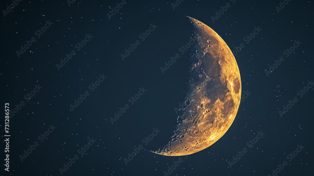 Captivating views of the crescent moon signaling the start of the blessed month of Ramadan - obrazy, fototapety, plakaty 