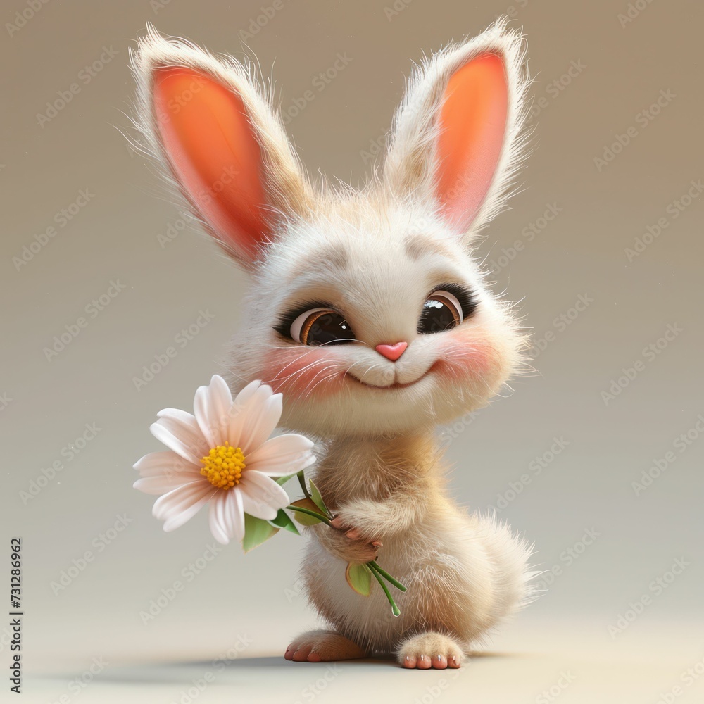 cute little bunny with a flower cute little bunny with a flower