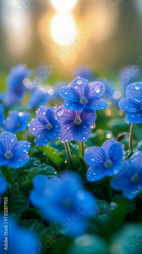 Violets flowers in the morning sun © jeremyculpdesign