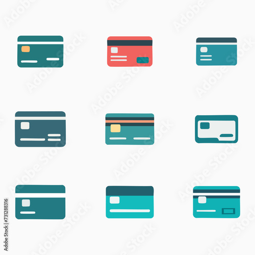 Bank Card icon Pro style Vector Set