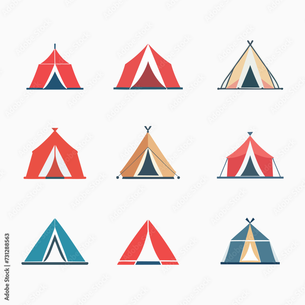 Tent icon Pro style Vector Set