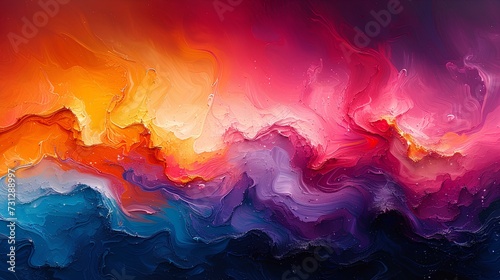 Abstract landscapes created with vibrant colors and expressive brushwork. AI generate illustration