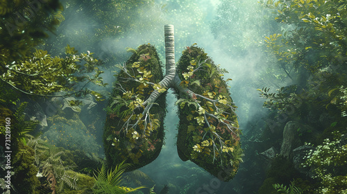 Green lungs filled with forest trees for a healthy environment and planet earth.