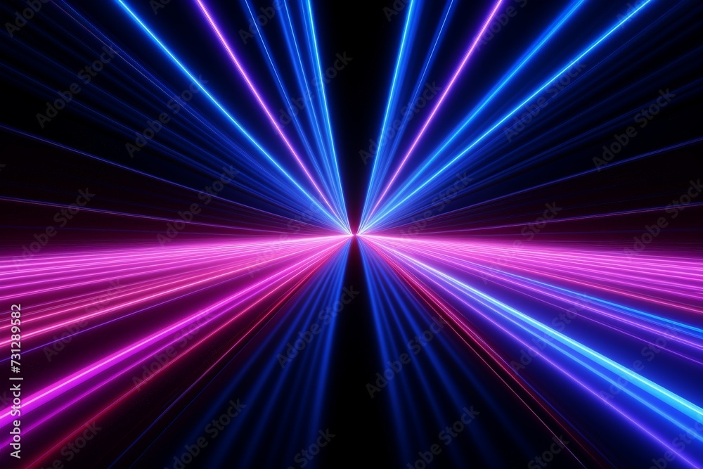 abstract ascending pink blue neon lines isolated on black background. Digital ultraviolet wallpaper