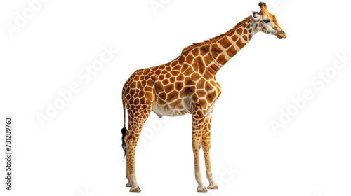 Giraffe Standing in Front of White Background