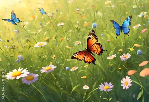 butterfly and flowers © Shahla