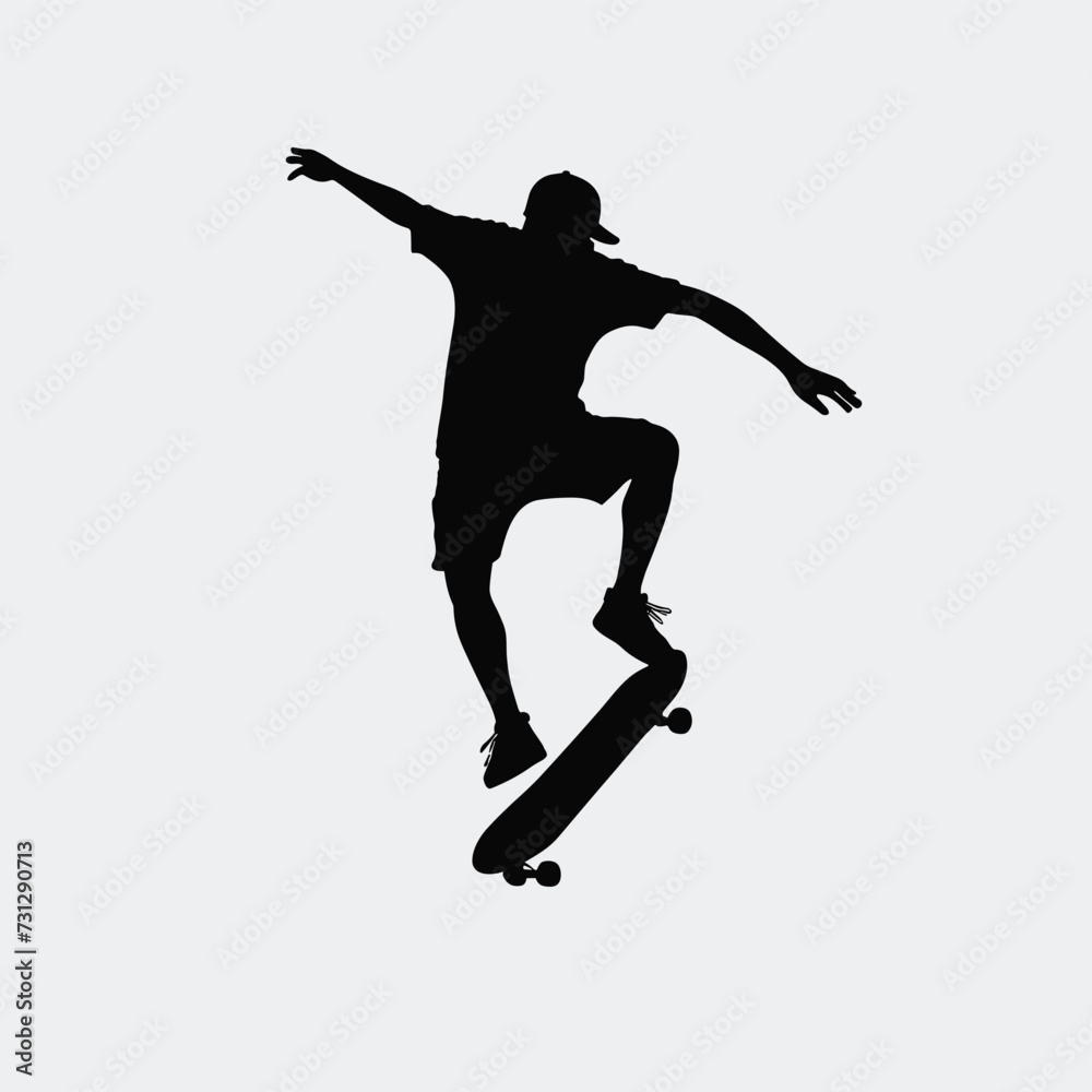 Skateboarder silhouette skateboard silhouette vector illustration