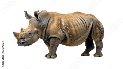 Rhinoceros Standing in Front of White Background