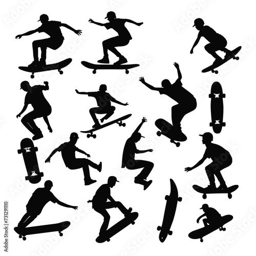 Skateboarder silhouette skateboard silhouette vector illustration