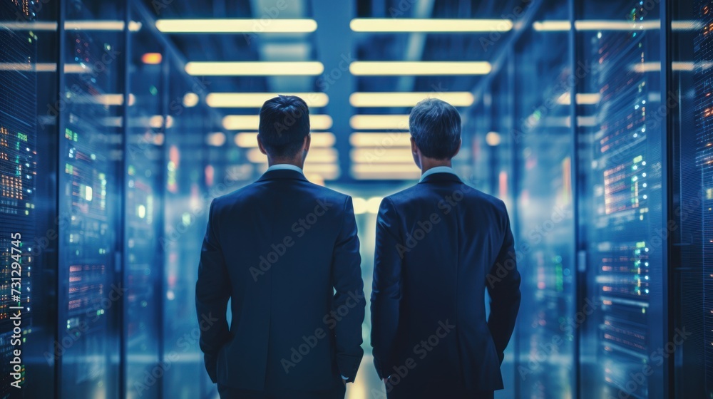 Fototapeta premium IT specialists talk about solving problems in the modern IT industry