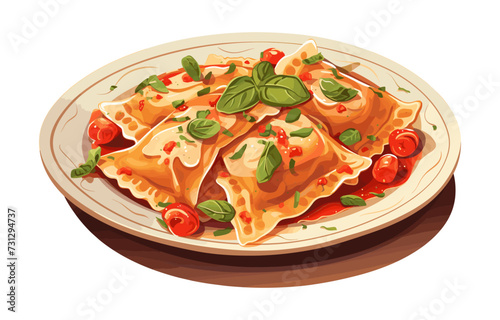 italian ravioli isolated vector style illustration