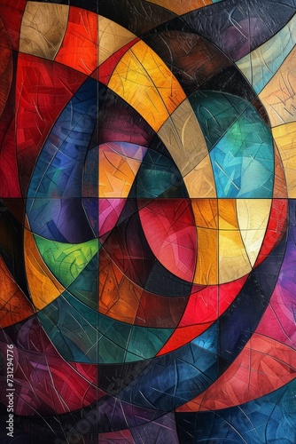 Abstract shapes and lines coalesce into a visually intriguing geometric tapestry
