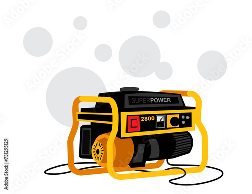 A working generator. Mobile power station. Isolated image for prints, poster and illustrations.