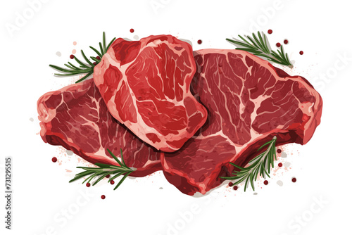 Fresh raw meat top view isolated vector style with transparent background illustration