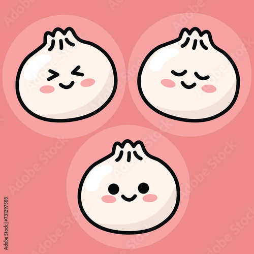 Cute dumplings, vector food, dumplings set, vector illustration