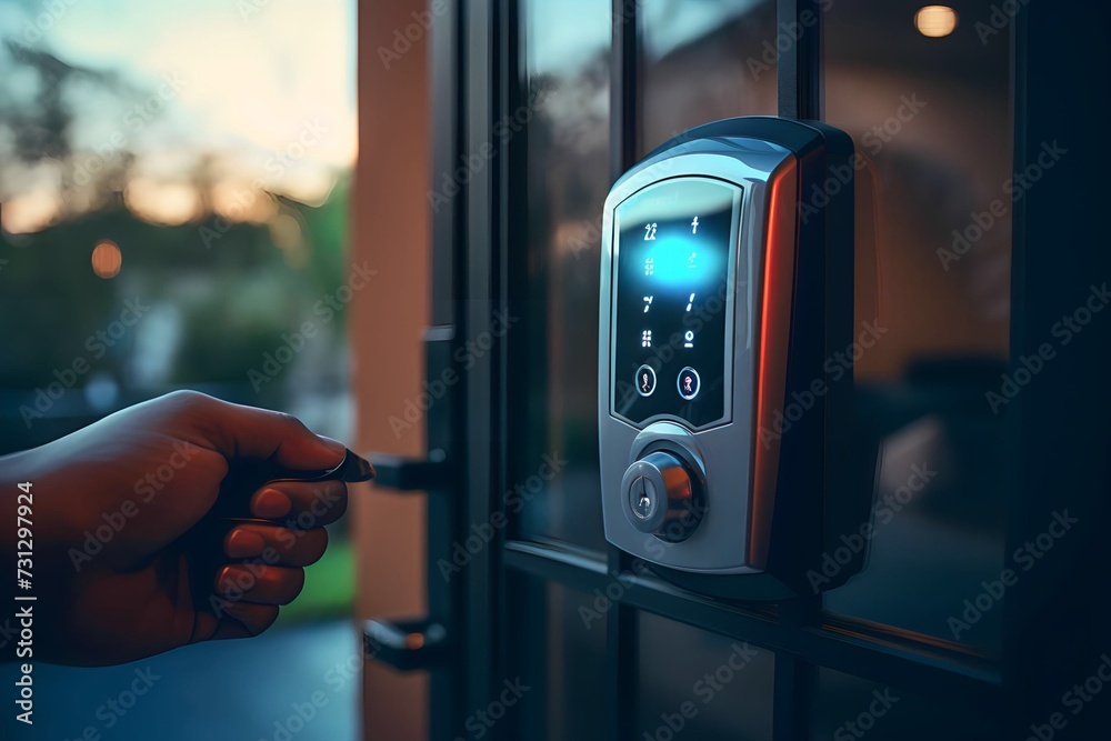 Naklejka premium smart home security system, electronic door lock or alarm system