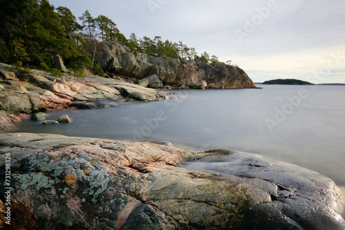 Fotografie View of Bjorn nature reserve on a nice winter evening in the Stockholm archipel