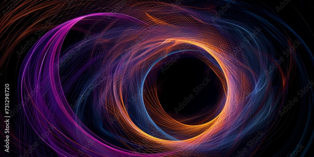abstract circular swirl of light with a black background Generative AI abstract circular swirl of light with a black background Generative AI