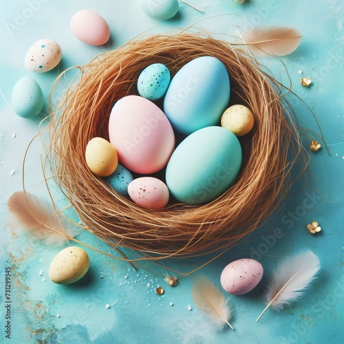 easter eggs in a nest generative ai