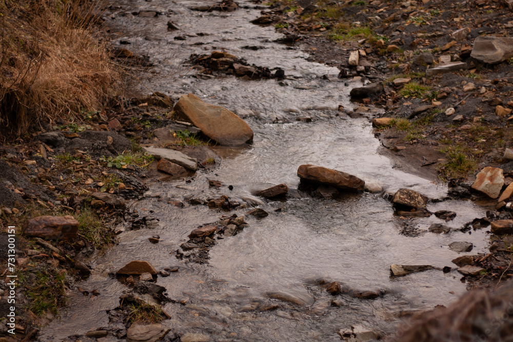 a mountain river with stones
