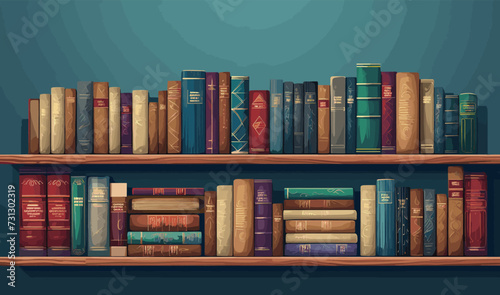 books on bookshelf isolated vector style on isolated background illustration