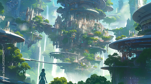 Wallpaper Mural planet earth future solar power illustration manga style Torontodigital.ca