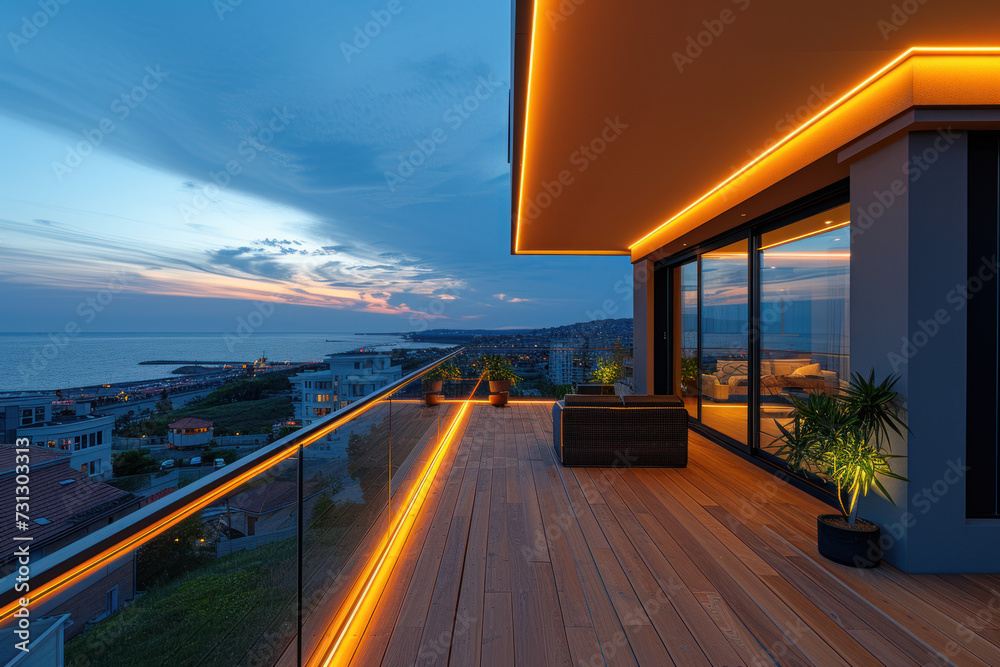 balcony with ambient lighting led