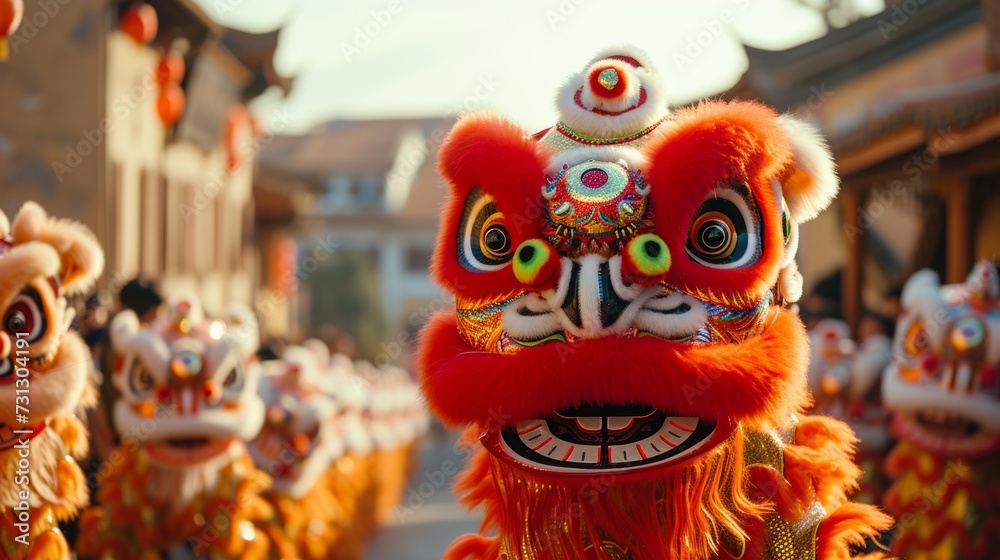 Energetic performances of the lion dance