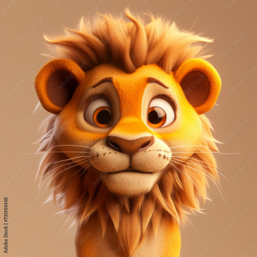 flat logo of cute baby lion with big eyes lovely little animal 3d rendering cartoon character flat logo of cute baby lion with big eyes lovely little animal 3d rendering cartoon character
