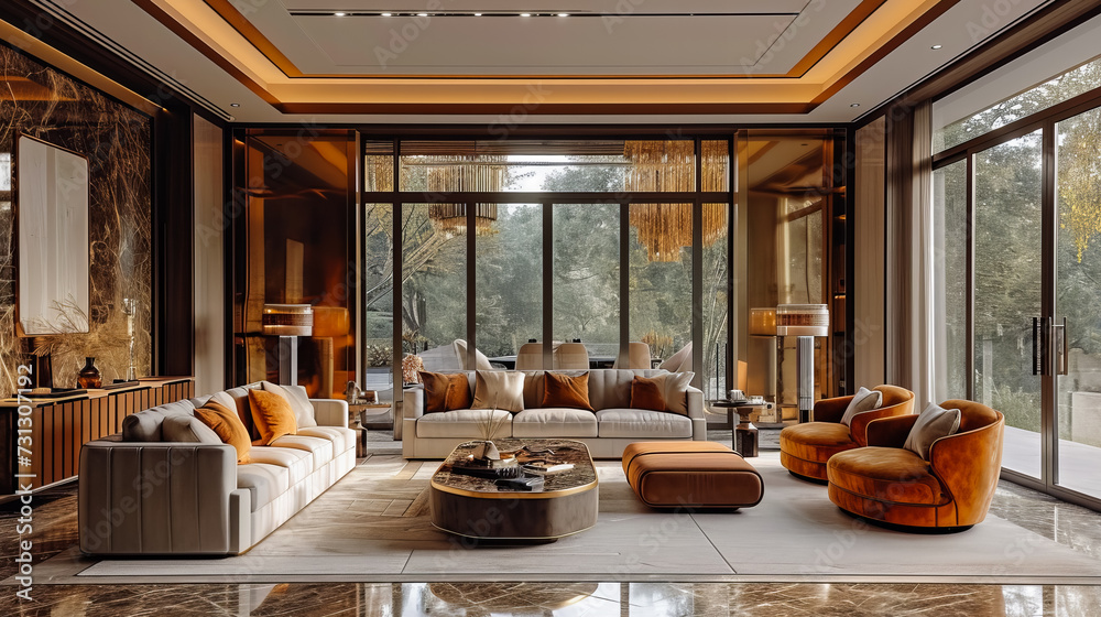 Fototapeta premium Artful Design in Home Decor. A Stylish Living Room