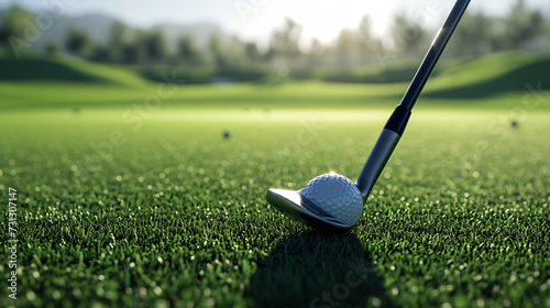 A stunning mockup featuring a premium golf club showcased on a picturesque, lush green fairway. This image beautifully captures the club's impeccable design and exceptional material quality,