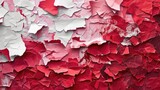 Art collage of pieces of ripped paper with torn edges. Sticky notes collection red burgundy white colors, shreds of notebook pages. Abstract background