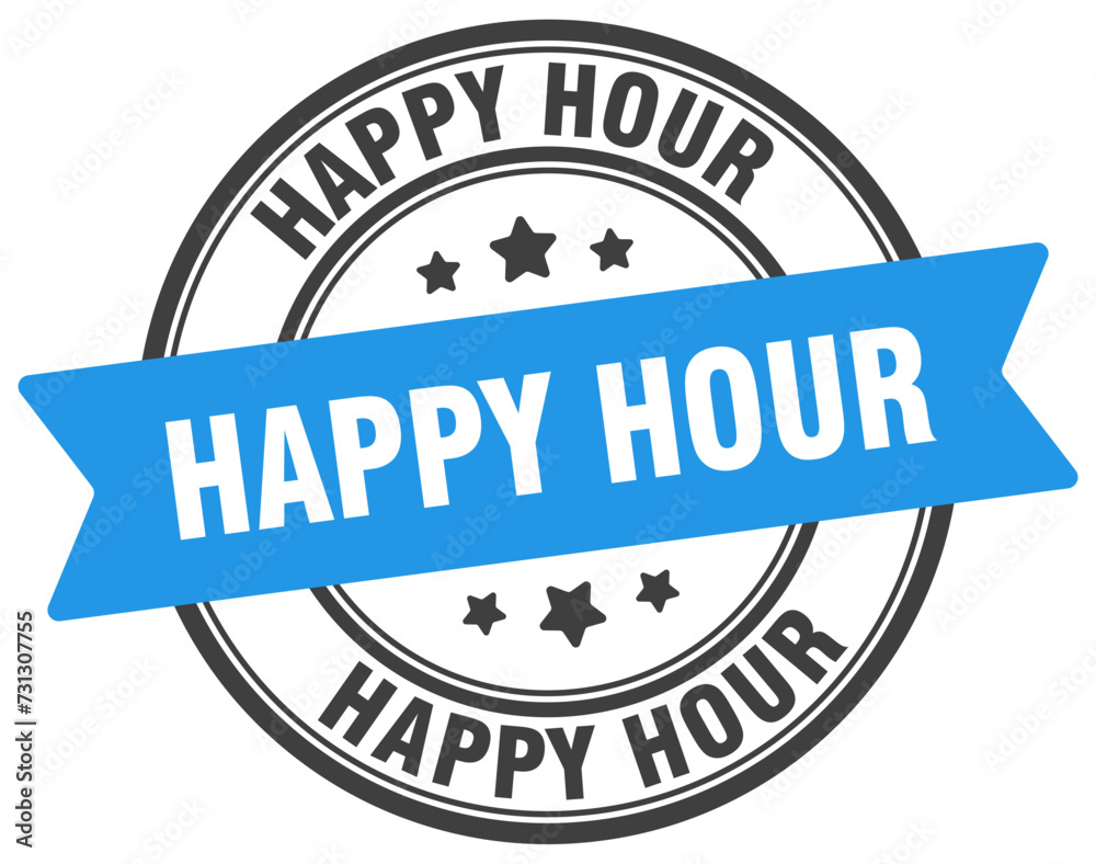 happy hour stamp. happy hour label on transparent background. round sign